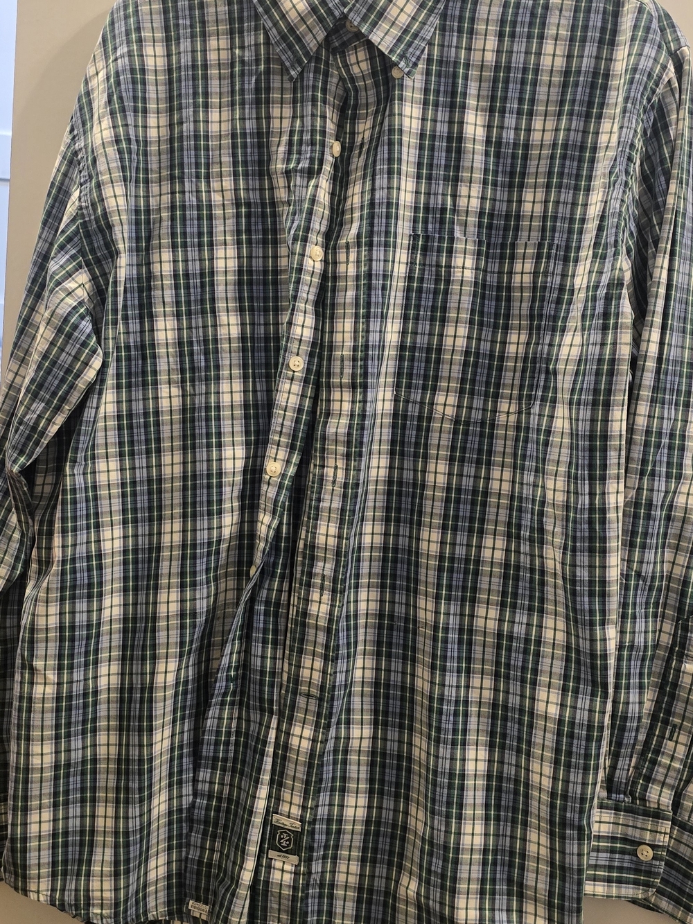 Izod Green and Blue Plaid Button-Down Shirt